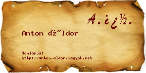 Anton Áldor névjegykártya